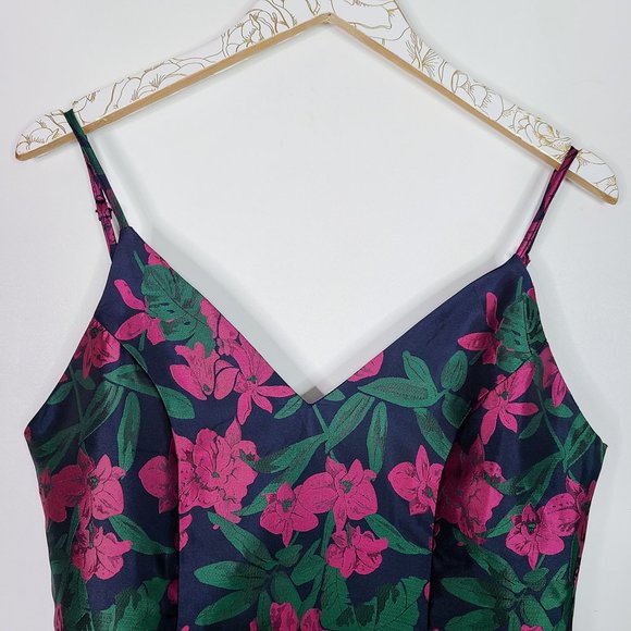 LULUS Absolutely Exquisite Navy Blue Floral Jacquard Mini Dress Size Large - Picture 5 of 10